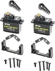 RampCrab RC Steering Servo with Mount Bracket and Servo Horn for FMS FCX24, RC Car Parts, Upgrade Parts for RC Crawler 1/24 Scale FCX24 Power Wagon Butcher & Max Smasher Big Foot, K5 (Black-2P)