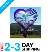 Unique Purple-Green Kinetic Wind Spinner - Whimsical Heart-Shaped Garden Art