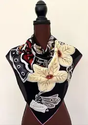 New Gucci Scarf Kris Knight Butterfly Black Silk Crepe Wrap with Gucci Gift Box