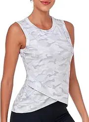 [Akiooue] Workout Tank Tops for Women Sleeveless Gym Sports Yoga Tops Athletic Running Moisture Wicking Crop Vest Shirts