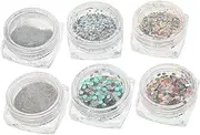 Generic Nail Glitter Nail Decor Nail Gel Nail Art Supplies Nail Dip Fall Gel Nail Stickers Holographic Silver Glitter Nail Shimmer Sparkling Powder 6 Colors/Set Crystal Powder Opal Nail