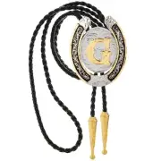 HUABOLA CALYN Corbata de bolo dorada para hombre, con letra inicial dorada G