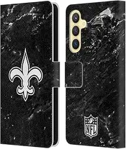 Head Case Designs Officially Licensed NFL Marble New Orleans Saints Artwork Leather Book Wallet Case Cover Compatible with Samsung Galaxy S23 FE 5G