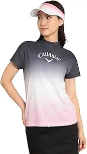 [Callaway] C24134215 Women's Short Sleeve Mock Neck Shirt (Gradient Pattern, Sweat Absorbent, Quick Drying, UV Protection), Golf Inner