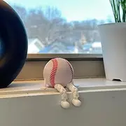Sports Ball Figurine Collection, Miniatures Ball Sports Set with Articulated Leg,3D Printed Articulated Sports Ball, Mini Home Office Decor for Display Shelves Desks Tables, for Sports Fans(Baseball)