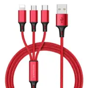 3 IN 1 Fast Charging USB Cable With Micro USB Apple Lightning USB-C Connectors