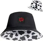 [ELLEWIN] Bucket HatReversible Double-Side-Wear Bucket Hat Unisex Summer Vacation Travel Beach Sun Cap Outdoor Hat for Women