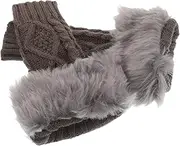 [GLSTOY] Wool Sleeves Blouse Wrist Warmers Faux Fur for Arms Coat Wrist Warmers Fake Warm Winter Hand Mittens Fingerless Gloves for Women Womans Gloves Acrylic Dark Grey