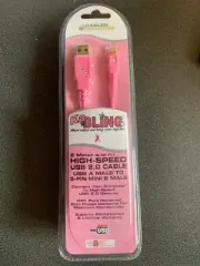 Ka Bling (pink) Fashion 6FT 2.0 USB Cable Type A to Mini B Male to Male 5 PIN