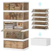 Plastic Folding Storage Bins, Stackable Storage Drawer with Magnetic Diamond ...