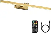 Joosenhouse Battery Operated Picture Light, Wireless Gallery Light with Remote Control and Dimmable Timer Off Function, Rechargeable Painting Art Light, 23.23 Inch Brass Wall Sconce