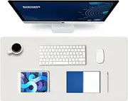 K KNODEL Leather Desk Mat, Office Desk Pad, Large Mouse Pad, Keyboard Pad, Computer and Laptop Mat for Desk, Desk Protector, Desktop Mat for Writing, Desk Blotter and Cover (80x40cm, White)
