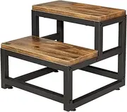 [Forthcan] Wooden Step Stools for Adults Kids, 2 Step Stool, Heavy Duty Wood Bedside Stepping Stool for Kichen/Bathroom/Bedside Step Stool (Brown)