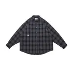 PERSEVERE LONG-SLEEVE OVERSIZED SHIRT- GRAY AND BLACK CHECKE