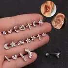 Helix Tragus Silver Gold Color Body Jewelry CZ Ear Piercing Stud Earrings