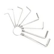 8pcs L-Handle Hex Key Set 1.5-6mm Metric L-Shape Wrench with Key Chain Silver
