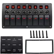 3Pin 8 Way Switches Combination Switch Panel With Light And Projector Lens For Car Rv Marine Boat