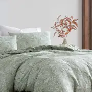 Ardor Boudoir Queen Avena Quilt Cover w/ Pillowcase Set - Green