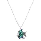 Fish Necklace Abalone Shell Sea Life Surfer Beach Jewelry SILVER Metal 1445
