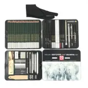Sketch Pencil Pastels Charcoal Sticks Blending Stumps Eraser Sandpaper Set