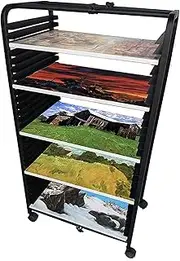Art Drying Rack,Floor-Standing Adjustable 30 Shelves 4 Universal Wheel Art Storage Racks,Suitable for Storing Oil Paintings and Drawing Boards