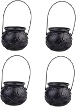 TOPPERFUN 4Pcs Portable Black Candy Buckets for Halloween Fun Halloween Decor Lightweight Candy Containers for Treats and Snacks Safe Easy to Carry