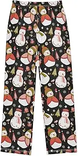 [ZZXXB] Snowman with Hat Boys Long Pants Soft Trousers Elastic Waist Kids Lounge Bottoms with Pockets S-XL