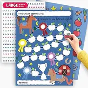 Sleep Reward Charts for Children - Cute Horses - Bedtime Routine Chart for Kids for Sleeping in Own Bedroom - Toddler Routine Chart with Stickers - Activity Trackers for Boys - by Central 23