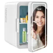 Costway 10L Mini Makeup Fridge Cold/Hot LED Mirror Beauty Cosmetics Freezer Cooler Skincare Drinks Home Car