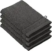 De Witte Lietaer 194690 Stephanie Set of 4 Cotton Wash Mitts Dark Grey 540 g/m² 15 x 22 x 1 cm