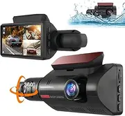 360° Car Dash Cam Front and Inside,1080P Dual Cam, 3'' LCD Screen Car Video, Taxi Emergency Accident Locks, Car Dash Cam with 24 Hours Parking Monitor, G-Sensor, Loop Recording