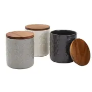 Tabletops Gallery Set of 3 Ebony Canisters with Acacia Wood Lids