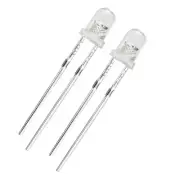 100Pcs Light Emitting Diodes,2 Pin Clear Round Head LED(Multicolor,3mm)