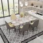 1.6M Extendable Rectangle Kitchen Dining Table Solid Sintered Stone＆Steel Frame