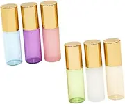 6Pcs Portable Roll Glass Bottles Stylish Essential Oil Dispenser with White Blue Pink Purple for Travel and Formulations