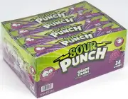 Sour Punch Straws Grape Candy Bulk 24 Count Box Fruit Chewy Candies 3 LBS