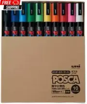 Uni-Ball Posca PC5MT10C Paint Marker Pen - Medium Point - Set of 10
