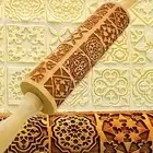 Wooden Christmas Rolling Pin Embossing Cookies Cake Baking Kitchen Tool
