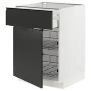 METOD / MAXIMERA base cab w wire basket/drawer/door, white/Upplöv matt anthracite, 60x60x80 cm