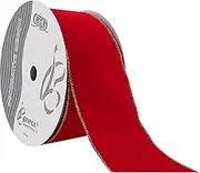 Berwick Offray 4" Wide Velvet Ribbon for Decoration and Crafts, 50-Yard Spool, Red and Gold