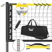 Portable Professional Volleyball Net Set Outdoor Backyard, Anti-Sag Design, Adjustable Height Poles, Volleyball Nets Sets with 2 Scoring Poles, Carrying Bag for Beach, Yard and Lawn