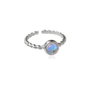Culturesse Callisto Artisan Moonstone Open Ring Sterling Silver Rhodium Plating