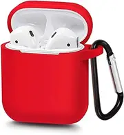 DGBAY for Apple AirPods 1/2nd Silicone Waterproof Case Shock Proof Protecitive Cover with Keychain,Resistant Cover Case for Apple AirPods,iPhone XR/XS/XS MAX (Red)