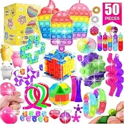 Fidget Toys, 65 Pack Sensory Toy Set Bulk Stocking Stuffers Carnival Treasure Box Classroom Prizes Gifts Party Favors for Kids Adults Boys Girls, Stress Relief Anxiety Relief Autism Autistic ADHD