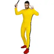 Adults One Piece Jumpsuit Costume Yellow Kungfu Uniforms Halloween Costume MEN L
