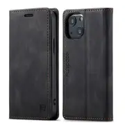 SupRShield For Apple iPhone 14 Plus Case RFID Blocking Retro Flip Premium Leather Card Holder Wallet Cover - Black