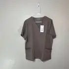 Mandala Scrub Top Womens XL V Neck Short Sleeve Macchiato Medical Nurse NEW