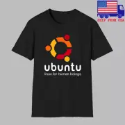 Ubuntu Linux Computer Men's Black T-shirt Size S-5XL