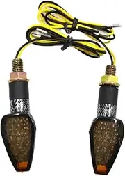 Bjmoto 2pcs 12V Universal Motorcycle LED Turn Signal Lights Motorbike Indicator Amber Light Lamps Carbon Fiber(Carbon fiber Smoke 2)