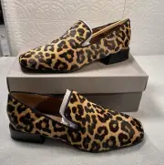 Franco Sarto Mercy Women's Slip On Tan/Black Leopard Print Real Fur